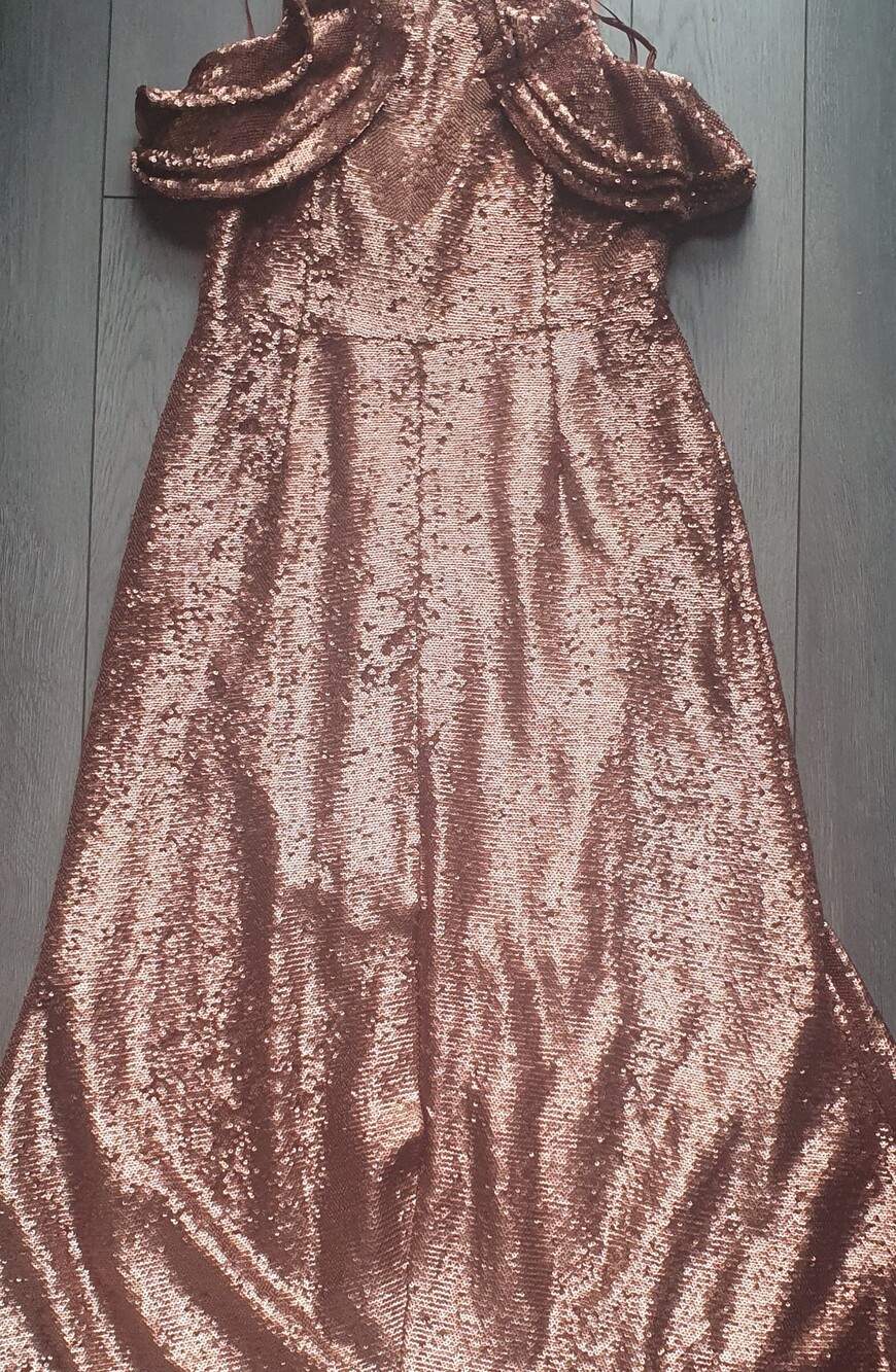 Rose Gold Sequin Ruffle Dress